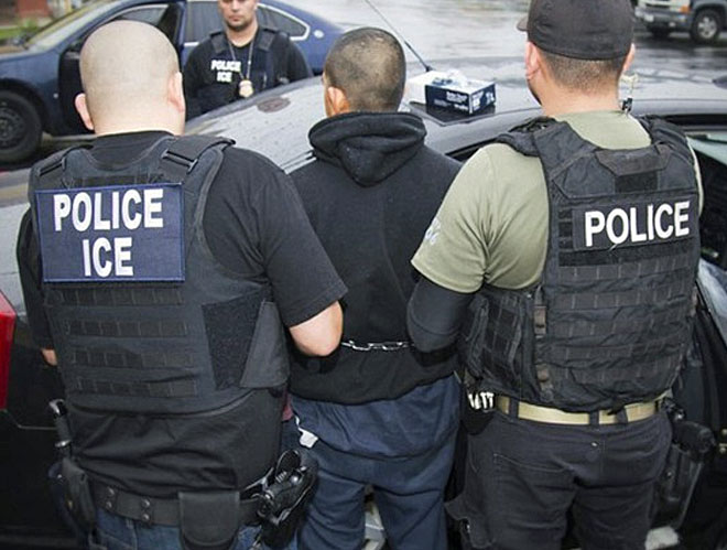 Image courtesy of U.S. Immigration and Customs Enforcement shows foreign nationals being arrested in Los Angeles in early February.