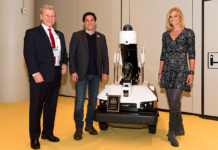 Michael Madsen, AST Publisher, Cliff Quiroga, Vice President for Sharp Robotics Business Development and the team’s Director of Marketing, Alice DiSanto