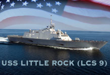 An artist rendering of the littoral combat ship USS Little Rock (LCS 9). (Courtesy of the U.S. Navy photo illustration by Jay M. Chu)