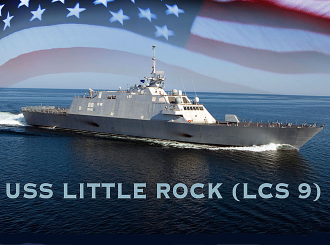 An artist rendering of the littoral combat ship USS Little Rock (LCS 9). (Courtesy of the U.S. Navy photo illustration by Jay M. Chu)