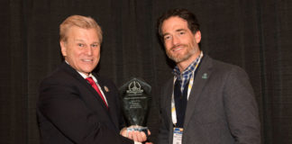 Michael Madsen, AST Pubisher, presenting Steve Reinharz, President and CEO, Robotic Assistance Devices with the 2017 'ASTORS' Excellence in Homeland Security Award at ISC East.