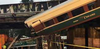 'Multiple' fatalities as Amtrak train derails, dangles over highway in Washington state (Image courtesy of Trooper Brooke Bova via Twitter)