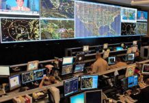 Agents at the Air and Marine Operations Center at an Air Force Reserve base in Riverside, Calif., track 20,000 to 25,000 flights a day for suspicious activity. (Image courtesy of Master Sgt. Julie Avey, AMOC)