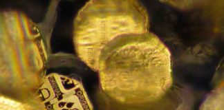 Microholograms protect documents, stamps, products, etc. by blending tiny metallic particles of the size from 40 micrometers to half a millimeter into plastic, paper, foil, etc. which contains a complete hologram on each particle.
