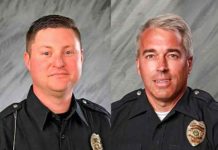 Officers Eric Joering and Anthony Morelli were fatally shot answering a 911 hangup call in Ohio on Saturday (Image courtesy of the Westerville Police Department and YouTube)