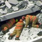 Emergency Rescue Crews responding to newly-installed 950-ton FIU Bridge that collapsee in Miami on Thursday. (WARNING: Graphic Images)