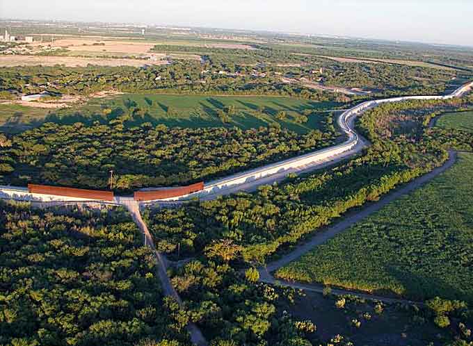 Department of Homeland Security’s FY 2017 Enacted Appropriations provided funding to construct 35 gates to close gaps in the existing 55 miles of levee and border wall in the Rio Grande Valley Sector. Pictured is an area near McAllen, Texas, from September 2013. (Image courtesy of Donna Burton)