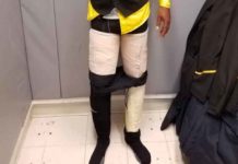 A Fly Jamaica Airways crew member was caught by CBP officers at JFK with approximately 9 lbs of cocaine with an estimated street value of $160,000 taped to his legs.