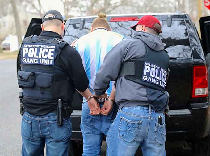 The most prominent gangs with arrests during this operation were MS-13 with 274 arrests and the 18th street gang with 15 arrests. (Image courtesy of ICE)