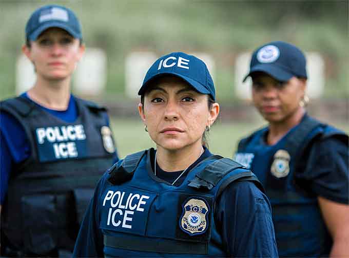 Upcoming topics include DHS Hiring Fairs, Police Week, webinar schedules, new job postings, current and retired ICE law enforcement officers, women serving their communities, and women in the Department of Homeland Security.