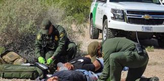 U.S. Border Patrol Agents conducting mock rescue as part of the the 21st Annual Border Safety Initiative (BSI) awareness campaign