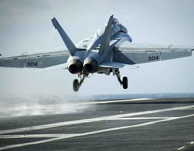 An F/A-18 taking off of a U.S. Navy aircraft carrier. (Courtesy of the U.S. Navy)