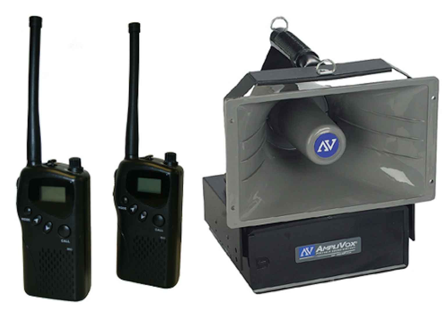 AmpliVox SW6210 Radio Hailer, a portable remote loudspeaker system connected by two-way MURS radios for centralized communication over large areas