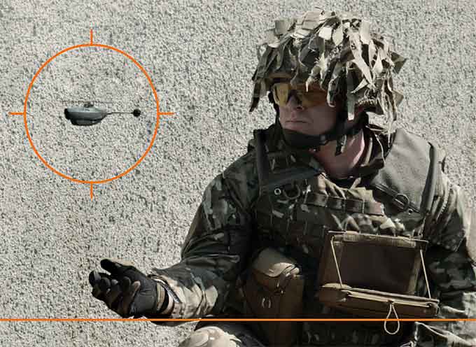 Extremely light, nearly silent, and with a flight time up to 25 minutes, the combat-proven, pocket-sized FLIR Black Hornet Airborne Personal Reconnaissance System (PRS) for dismounted soldiers, transmits live video and HD still images back to the operator.