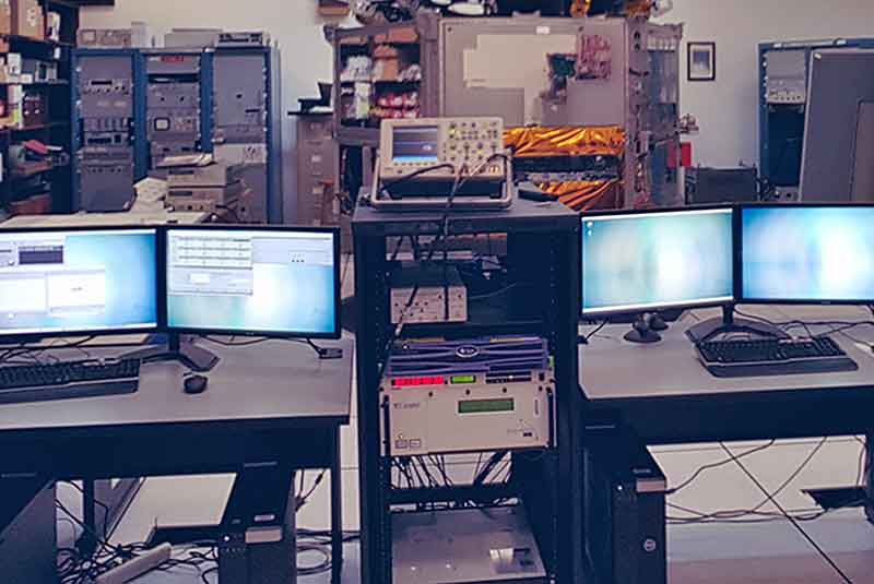 FleetSat simulator is ready for students in a classroom-laboratory at the Naval Postgraduate School. (Courtesy of GDMS)