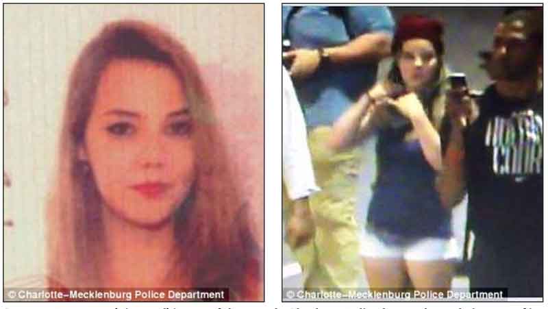 Savanna Lee Jones (pictured) is one of the people Charlotte Police have released pictures of in relation to looting during the current protests in the city. (Courtesy of the Charlotte-Mecklenburg Police Department)