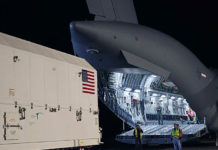 Lockheed Martin shipped the U.S. Air Force’s first GPS III to Cape Canaveral, Florida ahead of its expected December launch. (Courtesy of Lockheed Martin)