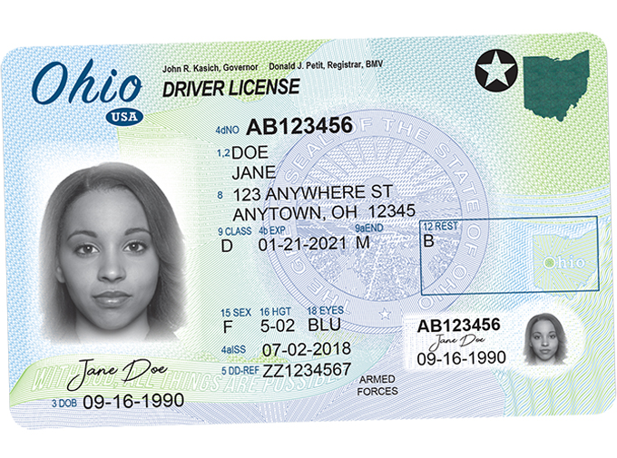The innovative new Ohio driver license complies with Real ID* and can be used as identification at all U.S. airports and federal facilities.
