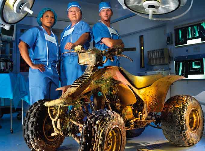 All-terrain vehicles can go 60 mph and weigh 600 pounds. Yet, many owners think of them as just big toys. Consider the facts: 136,000 ATV-related injuries were treated in U.S. hospitals and doctor’s offices in 2004. Accidents happen when ATVs are operated in the wrong place, under the wrong conditions, by people too young or too inexperienced in ATV safety measures.