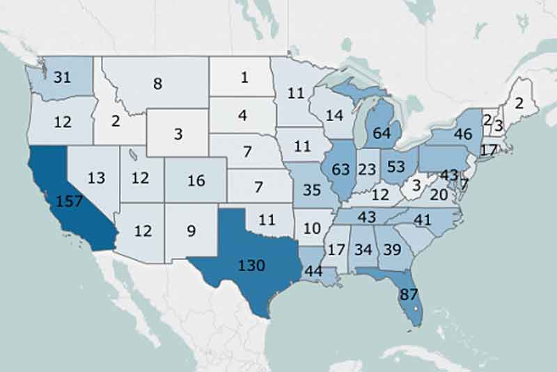 Incidents by State (Courtesy of Center for Homeland Defense and Security Naval Postgraduate School)
