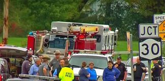 The collision in upstate New York turned a Saturday afternoon into chaos at a spot popular with tourists taking in the fall foliage. (Courtesy of YouTube)