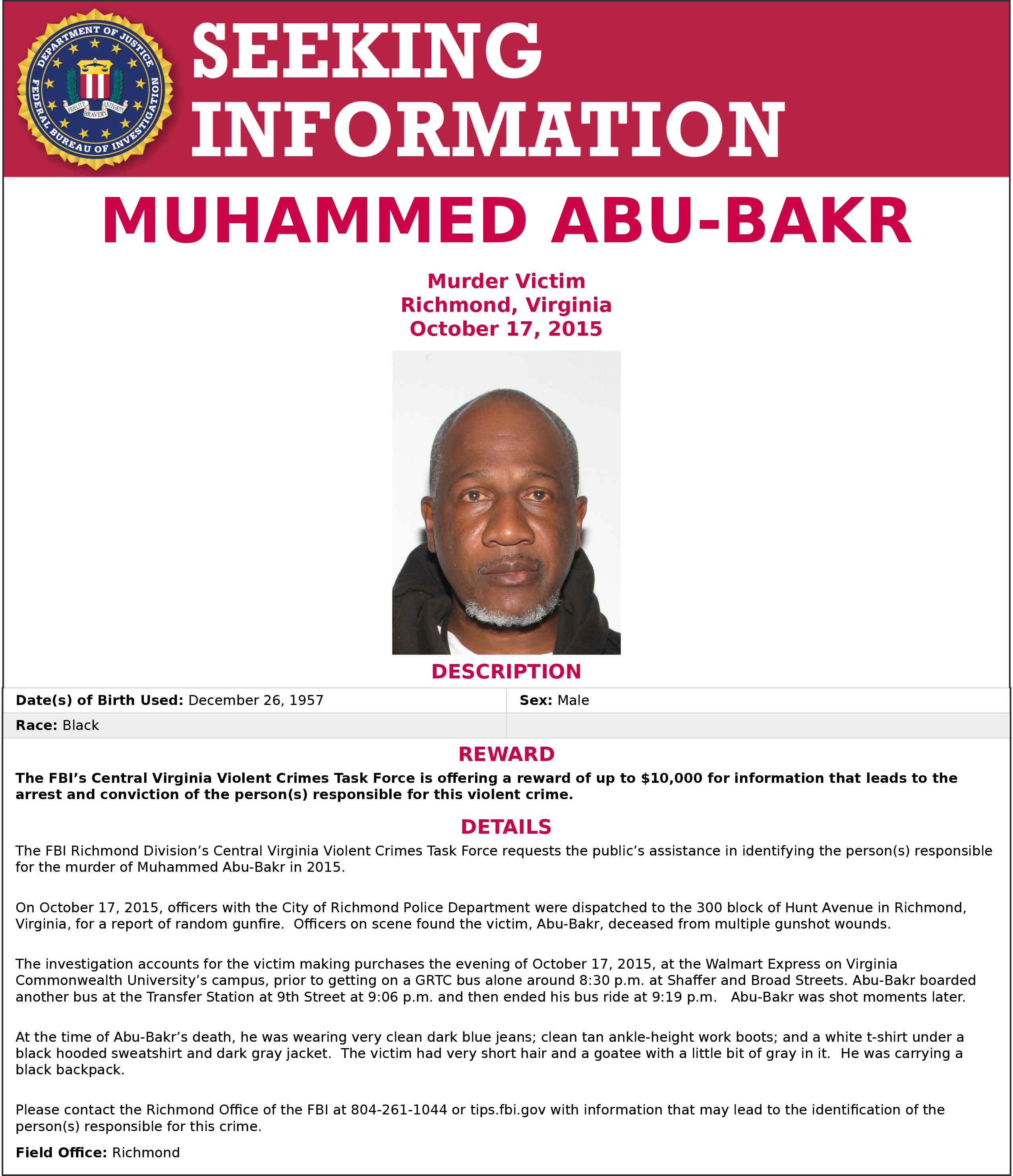 Muhammed Abu-Bakr (Courtesy of the FBI)