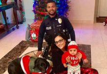 Newman Police Officer Ronil Singh, 33, with his family 5 hours before he was killed in the line of duty. (Courtesy of YouTube and Twitter)