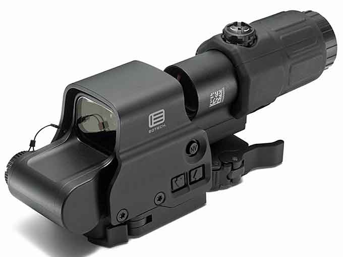 EOTech's Holographic Hybrid Sight (EXPS3-4) with G33.STS Magnifier. Models adopted by SOCOM yet to be confirmed (Courtesy of EOTech and L-3)