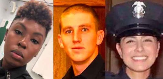 Shreveport Police Officer Chatéri Payne, (left to right), Salt River Police Officer Clayton Townsend, and Davis Police Officer Natalie Corona Davis, three of five US Law Enforcement Officers Killed Since Jan 1.