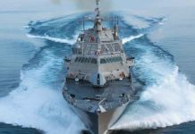USS Wichita (LCS 13) is a fast, agile, focused-mission platform designed for operation in near-shore environments as well as the open-ocean. It is designed to defeat asymmetric threats such as mines, quiet diesel submarines and fast surface craft. (U.S. Navy photo courtesy of Lockheed Martin)