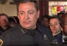 Houston Police Chief Art Acevedo says four of the officers were shot while trying to serve a search warrant for narcotics. Two suspects are dead. (Courtesy of YouTube)