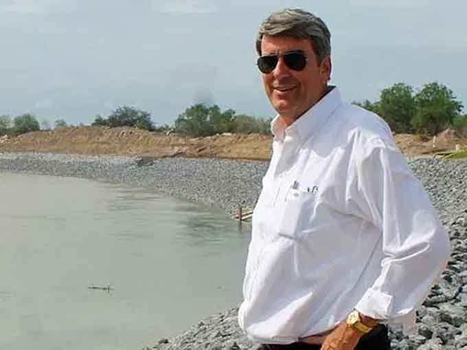 Othal Brand, Jr., near the Hidalgo County Water Improvement District No. 3 pump station in Hidalgo in June, 2013. (Courtesy of Rio Grande Guardian)