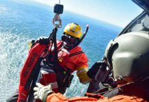 A U.S. Coast Guard crew, a vital component of SARSAT, conducts ocean search and rescue training. (Courtesy of the USCG)