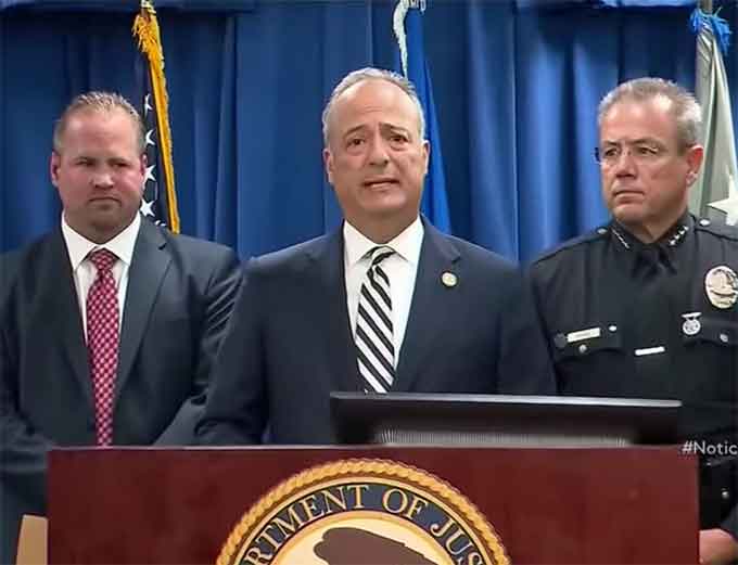 “This investigation successfully disrupted a very real threat posed by a trained combat soldier who repeatedly stated he wanted to cause the maximum number of casualties,” said United States Attorney Nick Hanna. (Courtesy of YouTube)