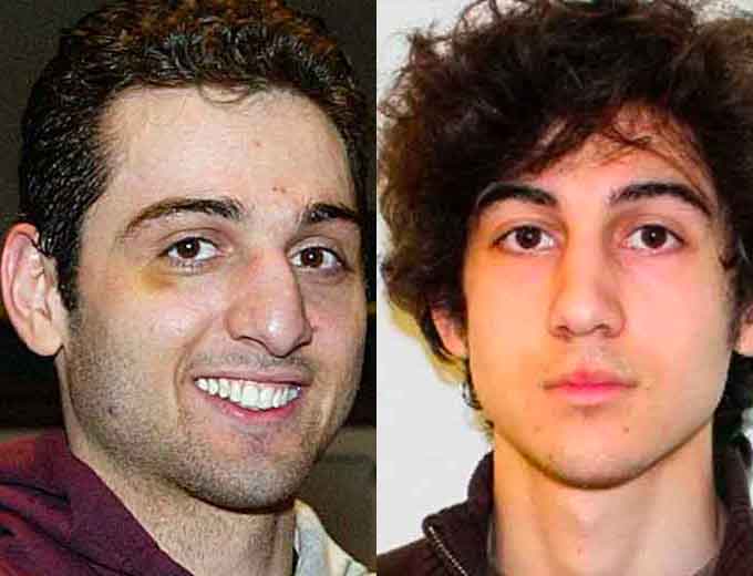 Chechen Kyrgyzstani-American brothers Tamerlan Tsarnaev, 26, (at left), and Dzhokhar Tsarnaev, 19, (at right) were responsible for planting pressure cooker bombs at the Boston Marathon on April 15, 2013, which killed three people and injured approximately 280 others. (Courtesy of YouTube)