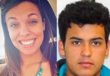 Edwin Mejia (at right), a Honduran national, charged in Omaha, Nebraska with motor vehicular homicide in the death of Sarah Root, 21, (at left), in January 2016.
