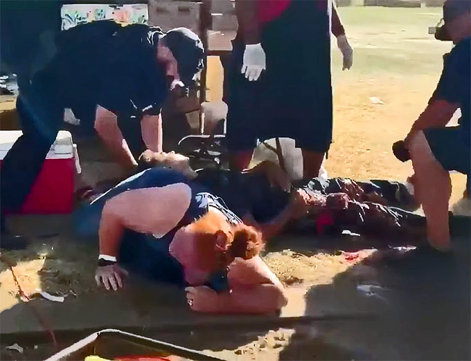 A shooter who allegedly snuck onto the grounds of the popular food festival in Gilroy, California, opened fire with a rifle killing a 6-year-old boy, 6, a 13-year-old girl and a man in his 20s before police engaged, shooting and killing the suspect. (Courtesy of YouTube)