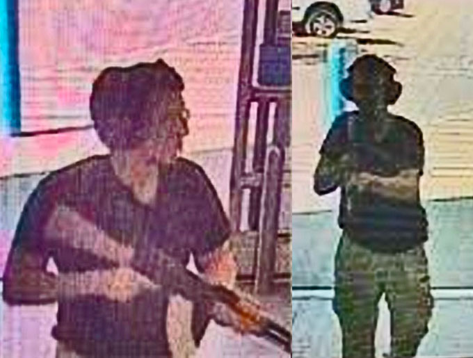 Surveillance video images of the 21 yo shooter entering the Cielo Vista Walmart store in El Paso, armed with an assault rifle opened fire on shoppers at a packed Walmart store, killing 20, and injuring 26 others. (Courtesy of YouTube)