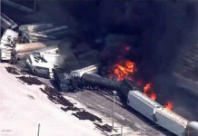 Union Pacific apologized for the accident and the “impact” it had caused. Nearly 400 people were without power Tuesday after the derailment. Residents recalled seeing the crash during interviews with local media outlets. (Courtesy of Twitter and YouTube)