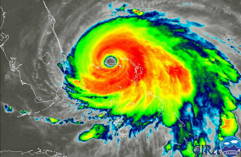 Satellite view of Hurricane Dorian Monday morning. (NOAA)