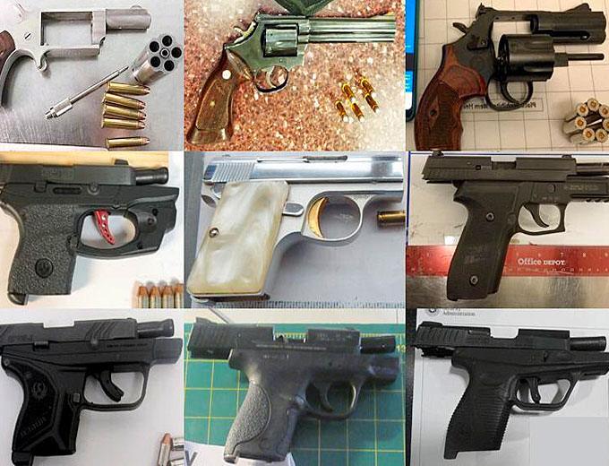 It was a busy October this year with a total of 403 firearms found last month as compared to 358 in October of last year. (Courtesy of the TSA)
