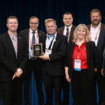 Automatic Systems Regional Sales Managers Mike McGovern and Chris McClelland, David Enderle, Vice President Sales at Automatic Systems; Pierre-Philippe Dubé, CFO of Automatic Systems America; Jodie Brennan, Marketing & Communications Coordinator; Derrick Allison, Sales Director Midwest Region; Skip Williams, Western Regional Sales Manager; accepting One of Two 2019 'ASTORS' Homeland Security Awards at ISC East.