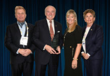 Mike Madsen, AST Publisher (at left); Commissioner William J. Bratton, Guest Keynote Speaker; Tammy Waitt, Managing Director; and Dr. Kathleen Kiernan, CEO of Kiernan Group Holdings at the 2019 ‘ASTORS’ Homeland Security Awards Luncheon