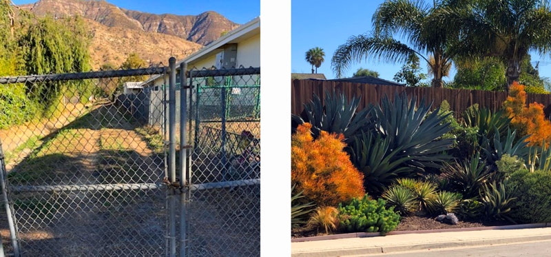 Traditional Mitigation Strategy, Unsightly perimeter security (at left) vs. Non-traditional Mitigation Strategy, Much more pleasant environment – same effectiveness (at right).