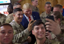 President Trump surprised troops and news outlets on Thanksgiving morning when he appeared in Afghanistan to thank troops for their service to the country and help serve a turkey dinner -- but doing so required extreme security measures to ensure both safety and to prevent the word from getting out. (Courtesy of YouTube)