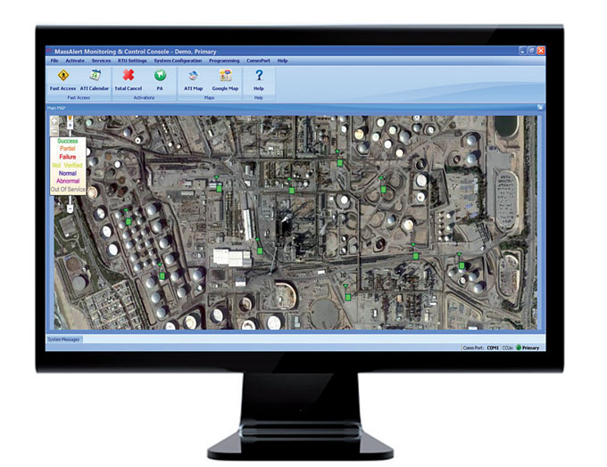 MassAlert® is an advanced software program that utilizes a graphical user interface for overall control and monitoring of the ATI emergency notification system.