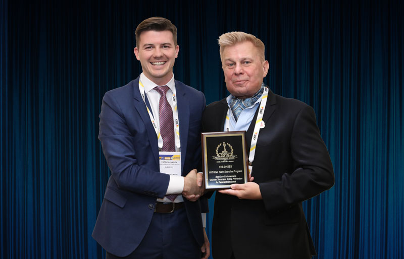 Patrick Campion, accepts one of four 'ASTORS' Awards on behalf of the NYS Division of Homeland Security and Emergency Services at ISC East.