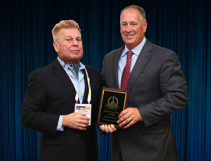 Sarasota County (FL), Sheriff Tom Knight accepting his 2019 'ASTORS' Award at the 'ASTORS' Awards Luncheon held during ISC East.