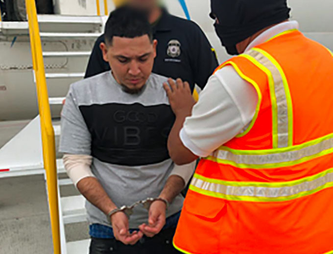 Victor Manuel Campos Cruz, 27, a Salvadoran fugitive and known MS-13 gang member wanted for aggravated homicide in his home country was removed by deportation officers with U.S. Immigration and Customs Enforcement. (Courtesy of ICE)