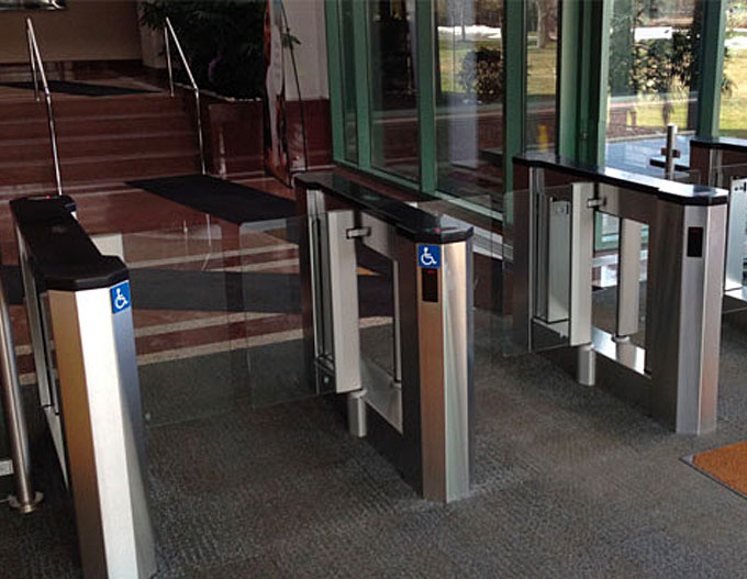 X-Wing Turnstile are high performance fixed-hinged pivot style barriers with modular mechanics that provide unlimited flexibility to secure access points, hallways, and even running in tandem to create mantraps with screening in between.